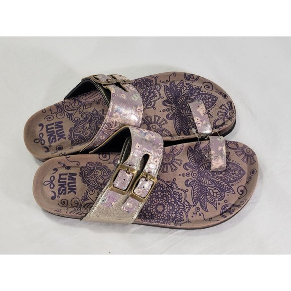MukLuks Sandals Women Size 7 Daisy Floral Straps Buckle Nonslip - Picture 4 of 10